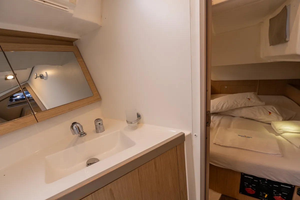 Head on Asteria - Standard line, a Beneteau Oceanis 45 sailboat at Capo d'Orlando, Italy