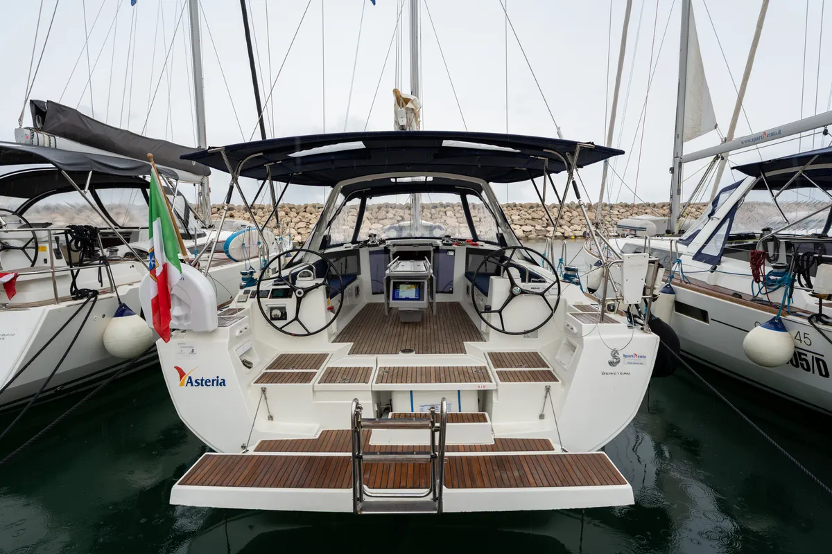 Exterior view of Asteria - Standard line, a Beneteau Oceanis 45 sailboat at Capo d'Orlando, Italy