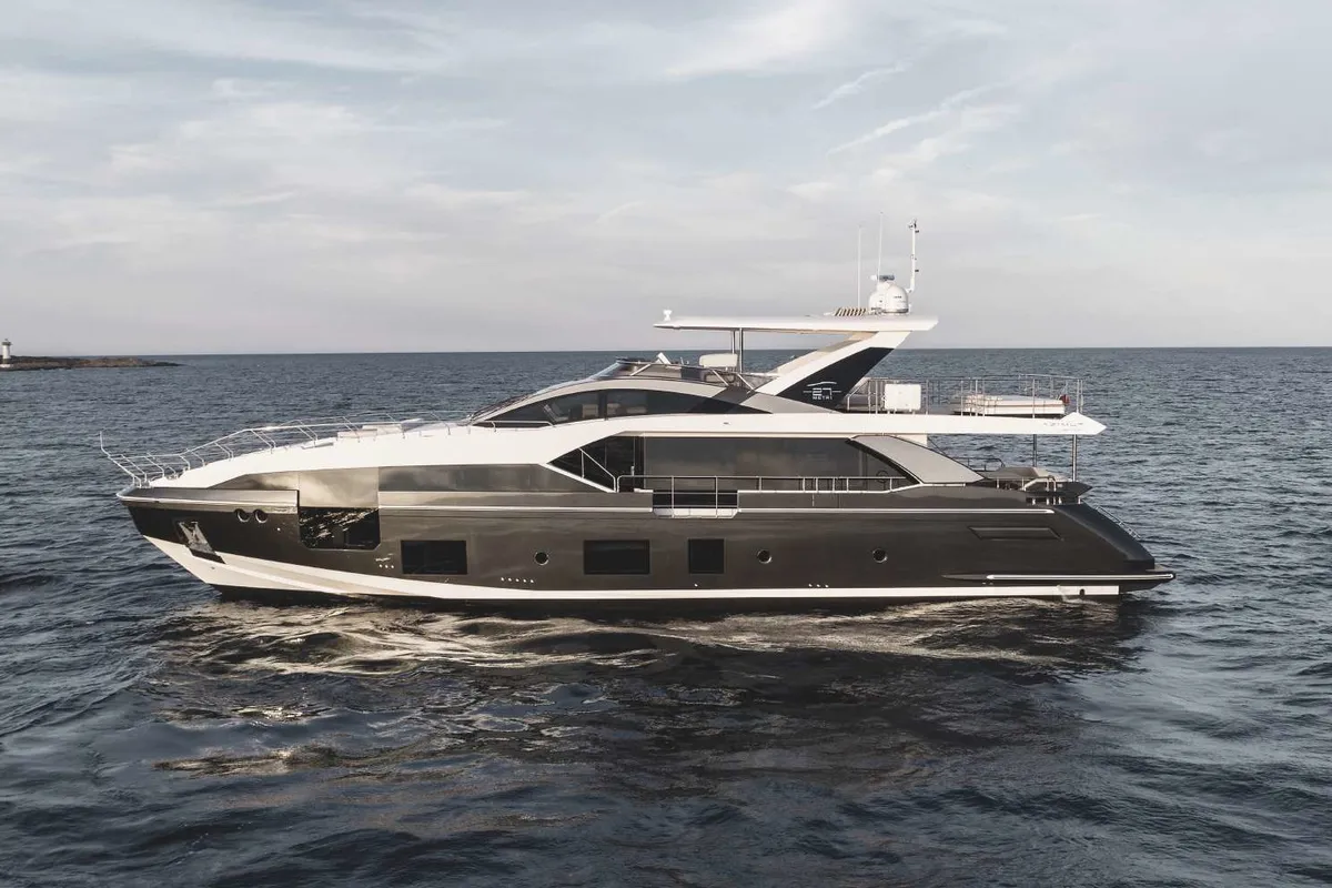 Exterior view of ALUMINIA TOO, a Azimut Grande 27 motor yacht at Grad Kaštela, Croatia