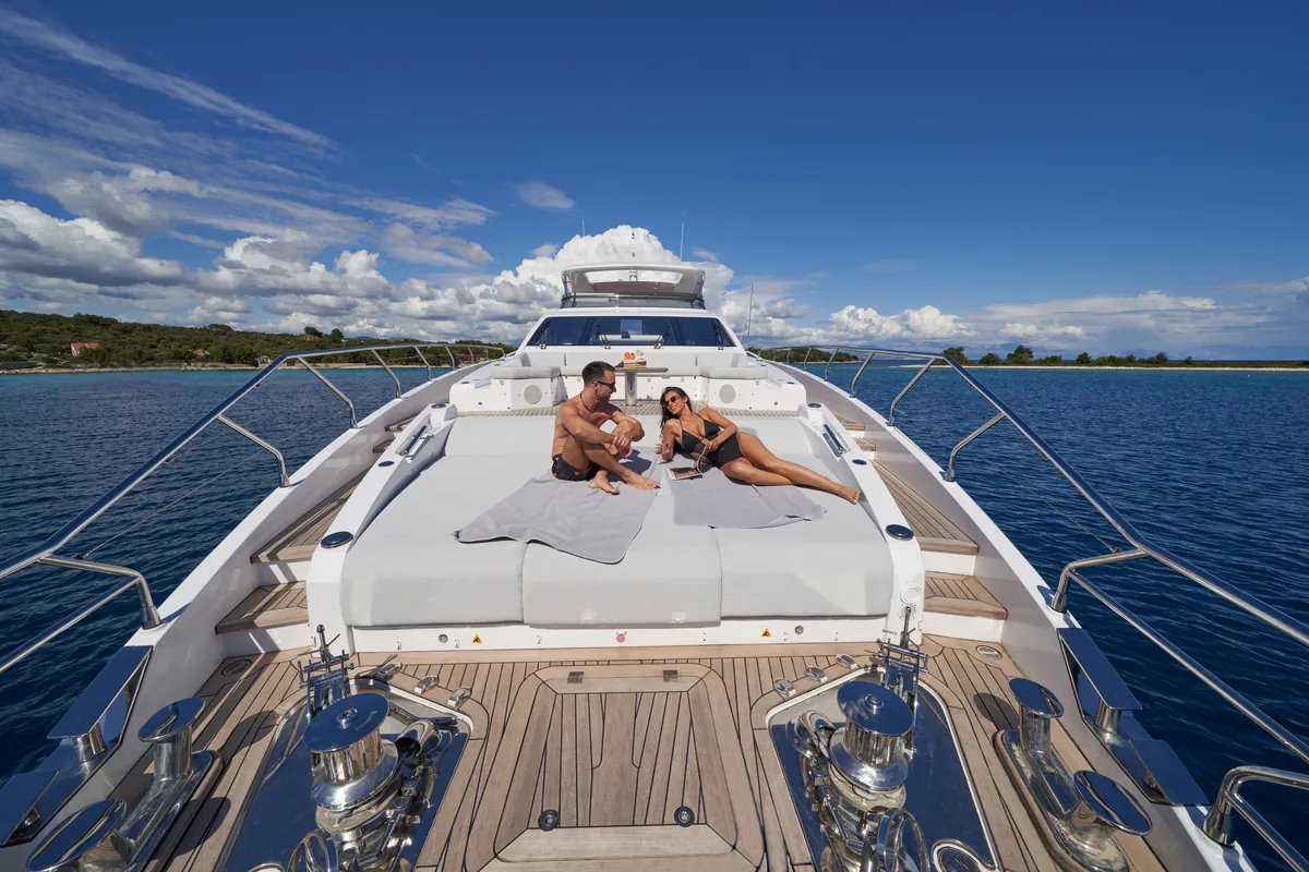 Deck of ALUMINIA TOO, a Azimut Grande 27 motor yacht at Grad Kaštela, Croatia