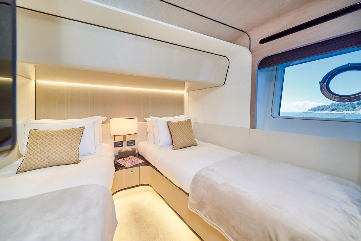 Cabin on ALUMINIA TOO, a Azimut Grande 27 motor yacht at Grad Kaštela, Croatia