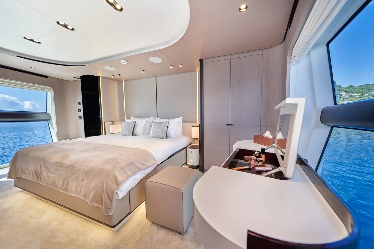 Cabin on ALUMINIA TOO, a Azimut Grande 27 motor yacht at Grad Kaštela, Croatia