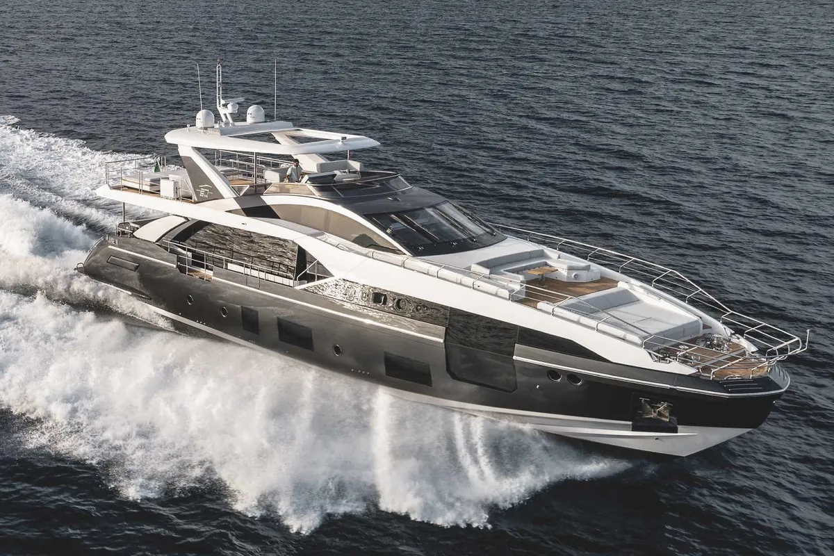 Exterior view of ALUMINIA TOO, a Azimut Grande 27 motor yacht at Grad Kaštela, Croatia