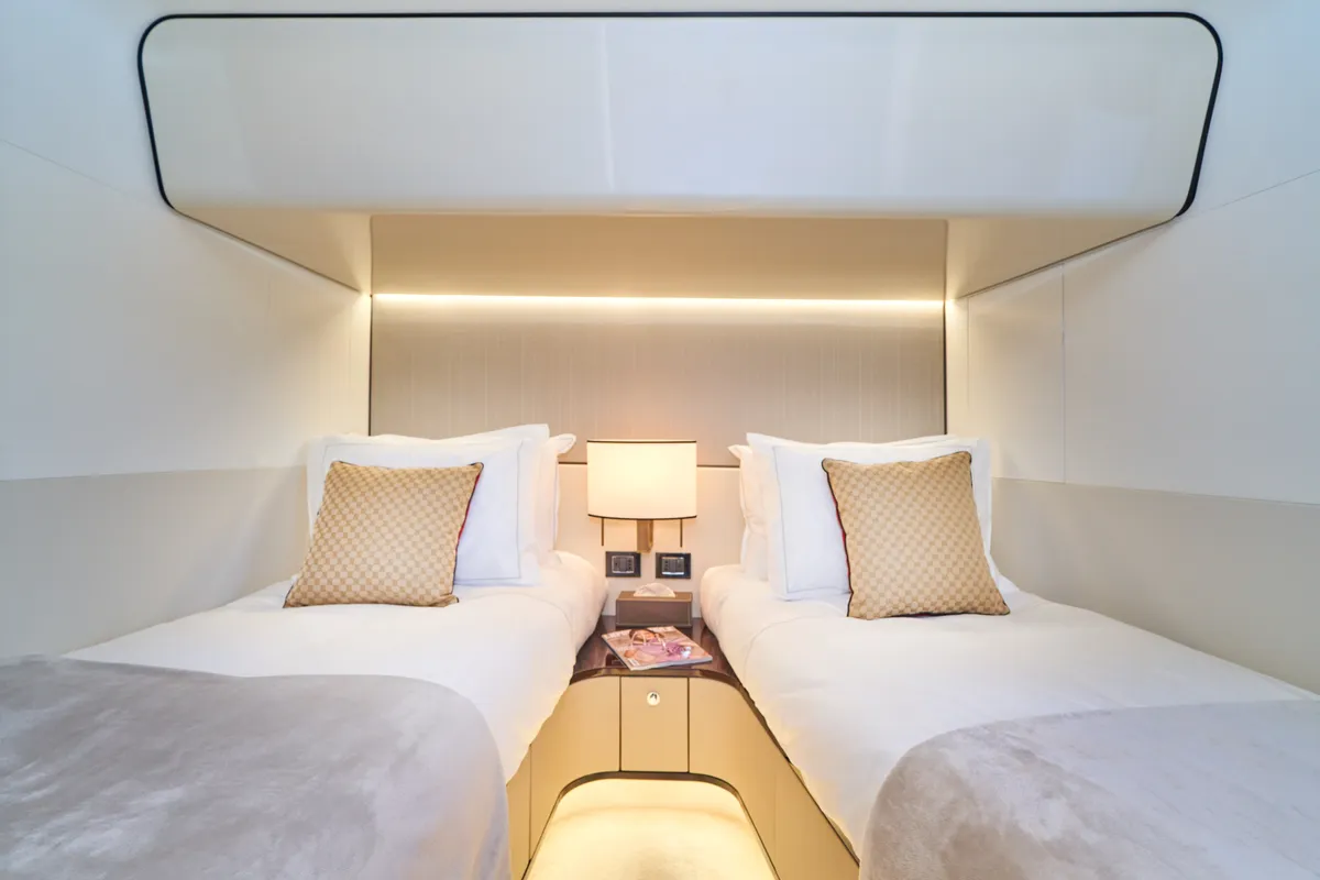 Cabin on ALUMINIA TOO, a Azimut Grande 27 motor yacht at Grad Kaštela, Croatia