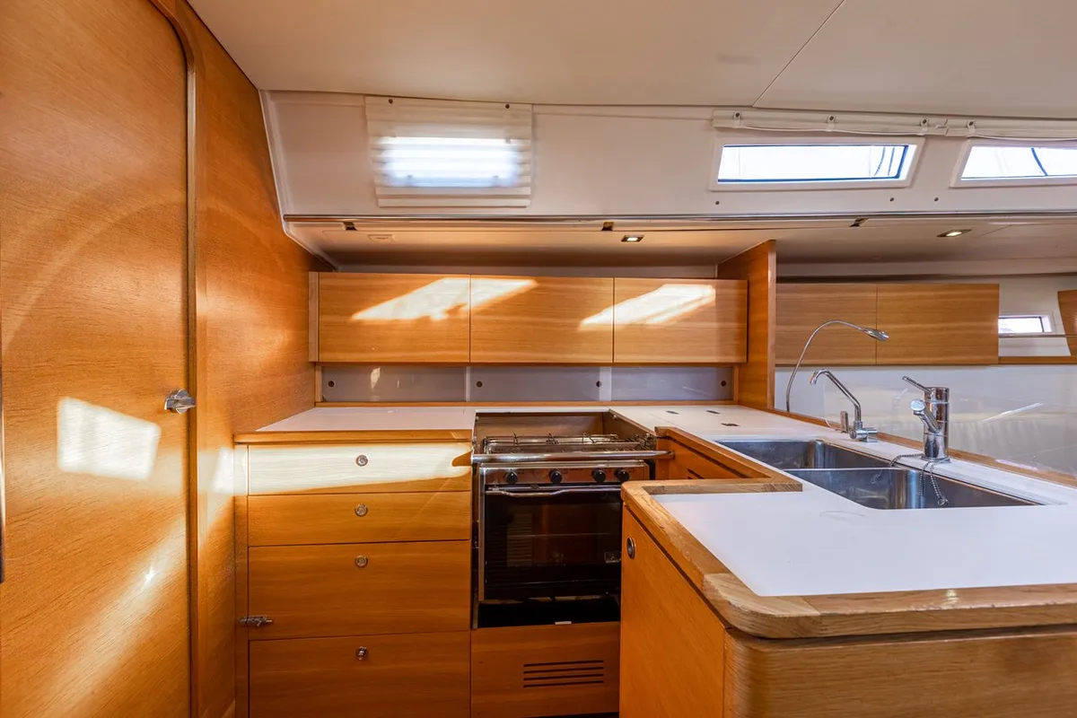 Galley of Istros, a AD Boats Salona 44 sailboat at Punat, Croatia