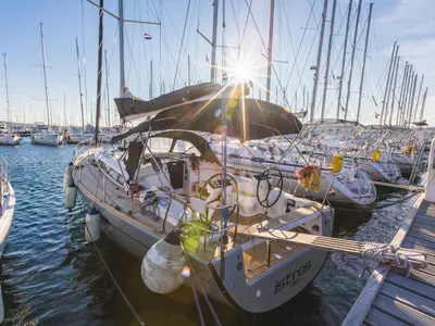Cockpit of Istros, a AD Boats Salona 44 sailboat at Punat, Croatia
