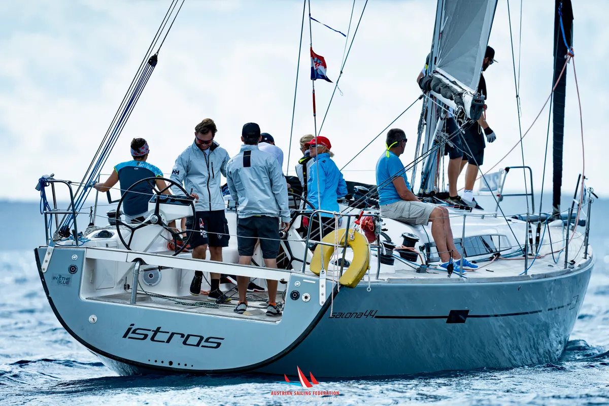 Deck of Istros, a AD Boats Salona 44 sailboat at Punat, Croatia