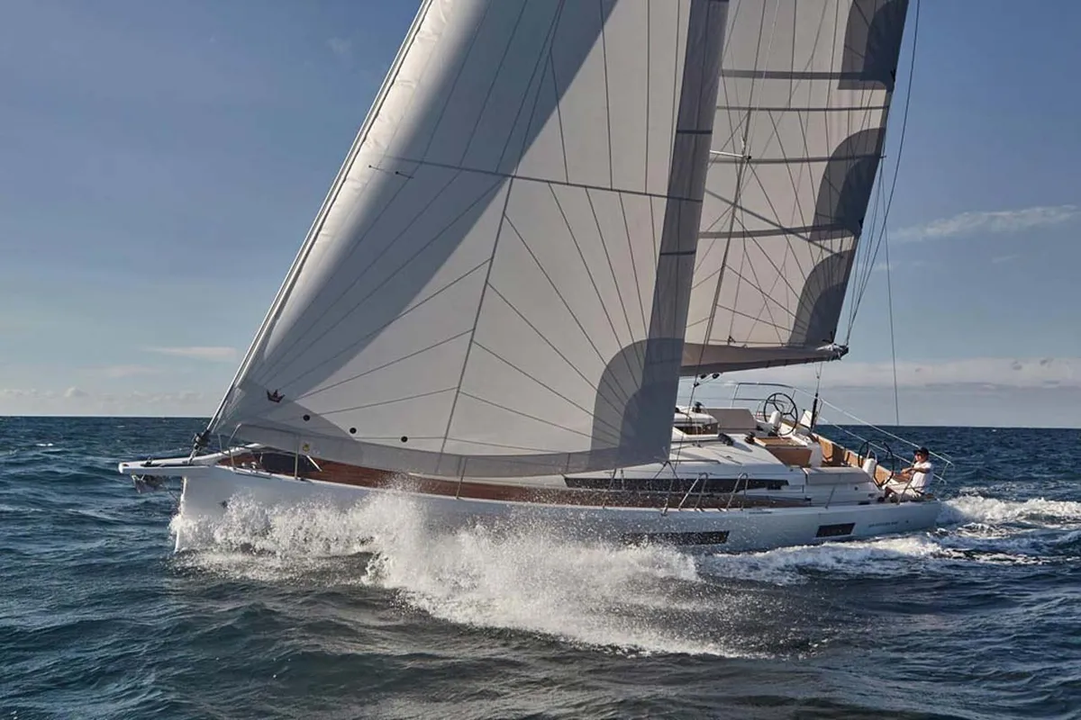 Exterior view of Musica, a Jeanneau Sun Odyssey 440 sailboat at Castellammare di Stabia, Italy