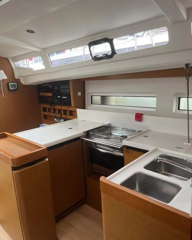 Galley of Musica, a Jeanneau Sun Odyssey 440 sailboat at Castellammare di Stabia, Italy