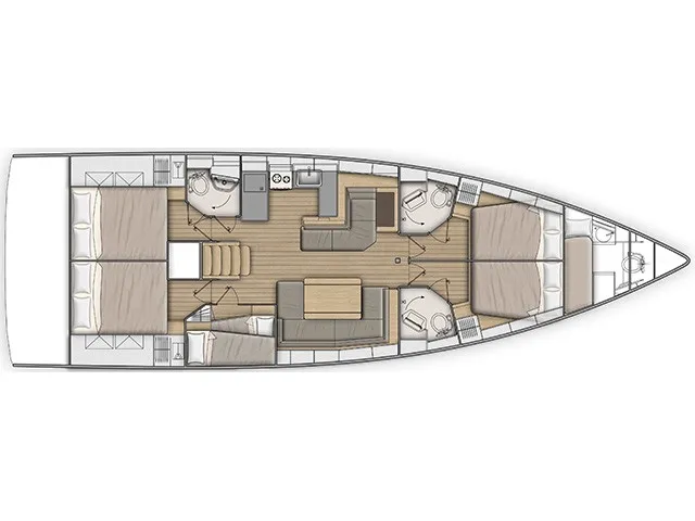 Floor plan of Elettra, a Beneteau Oceanis 51.1 sailboat at Castellammare di Stabia, Italy