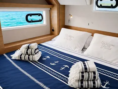 Cabin on Rendez vous, a Bali 4.6 catamaran at Olbia, Italy