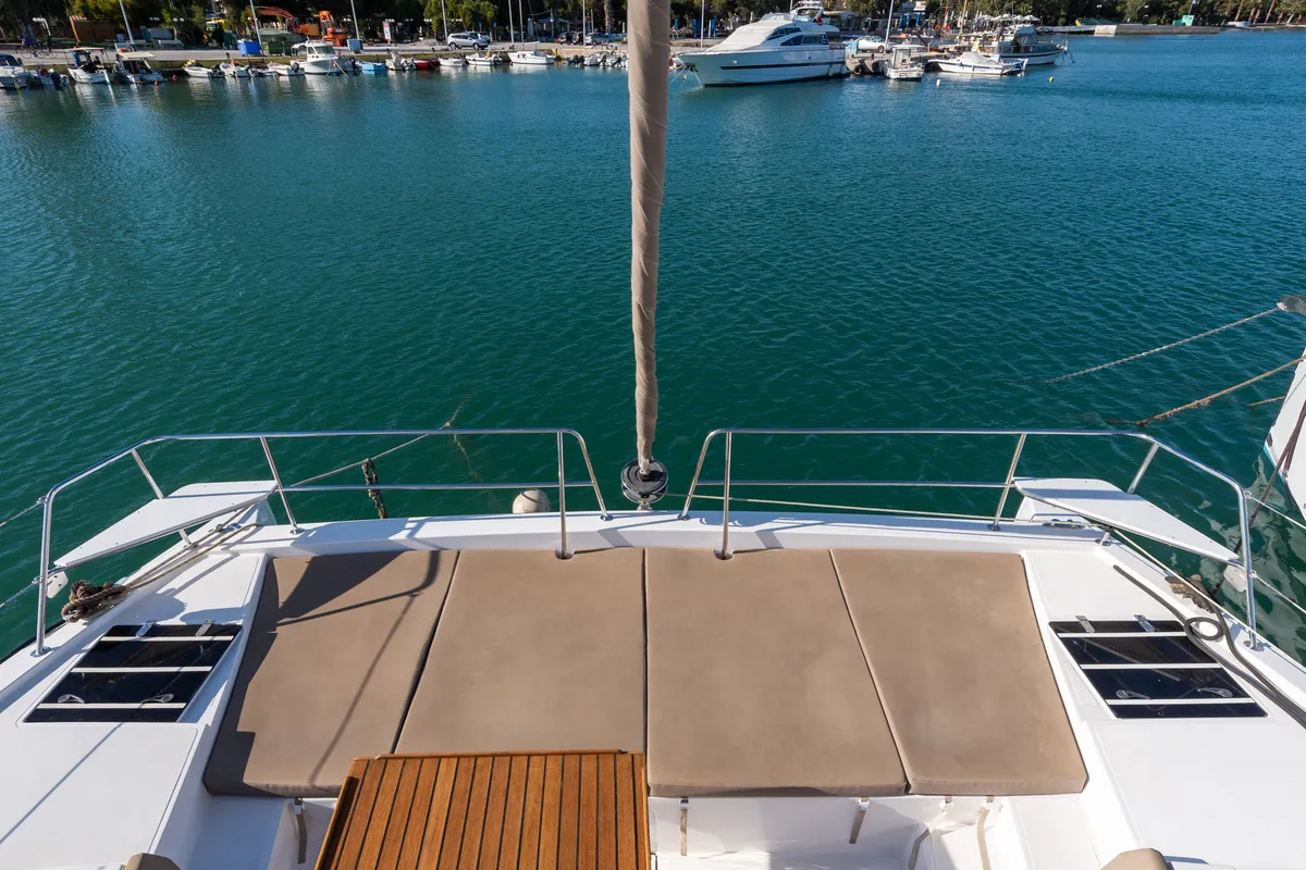 Deck of Ramon, a Bali 4.1 catamaran at Municipal Unit of Lefkada, Greece