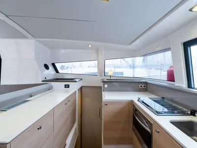 Galley of Ramon, a Bali 4.1 catamaran at Municipal Unit of Lefkada, Greece