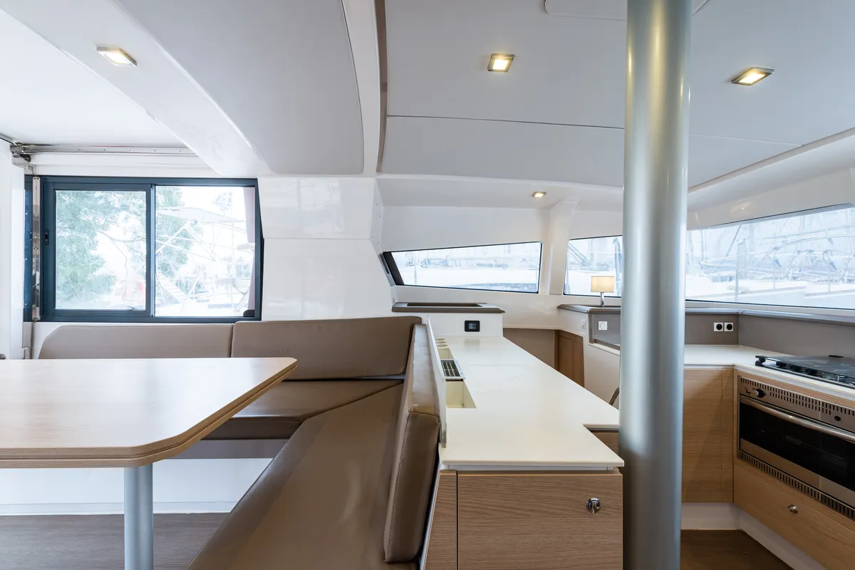Salon of Ramon, a Bali 4.1 catamaran at Municipal Unit of Lefkada, Greece