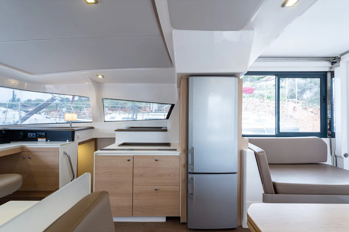 Salon of Ramon, a Bali 4.1 catamaran at Municipal Unit of Lefkada, Greece