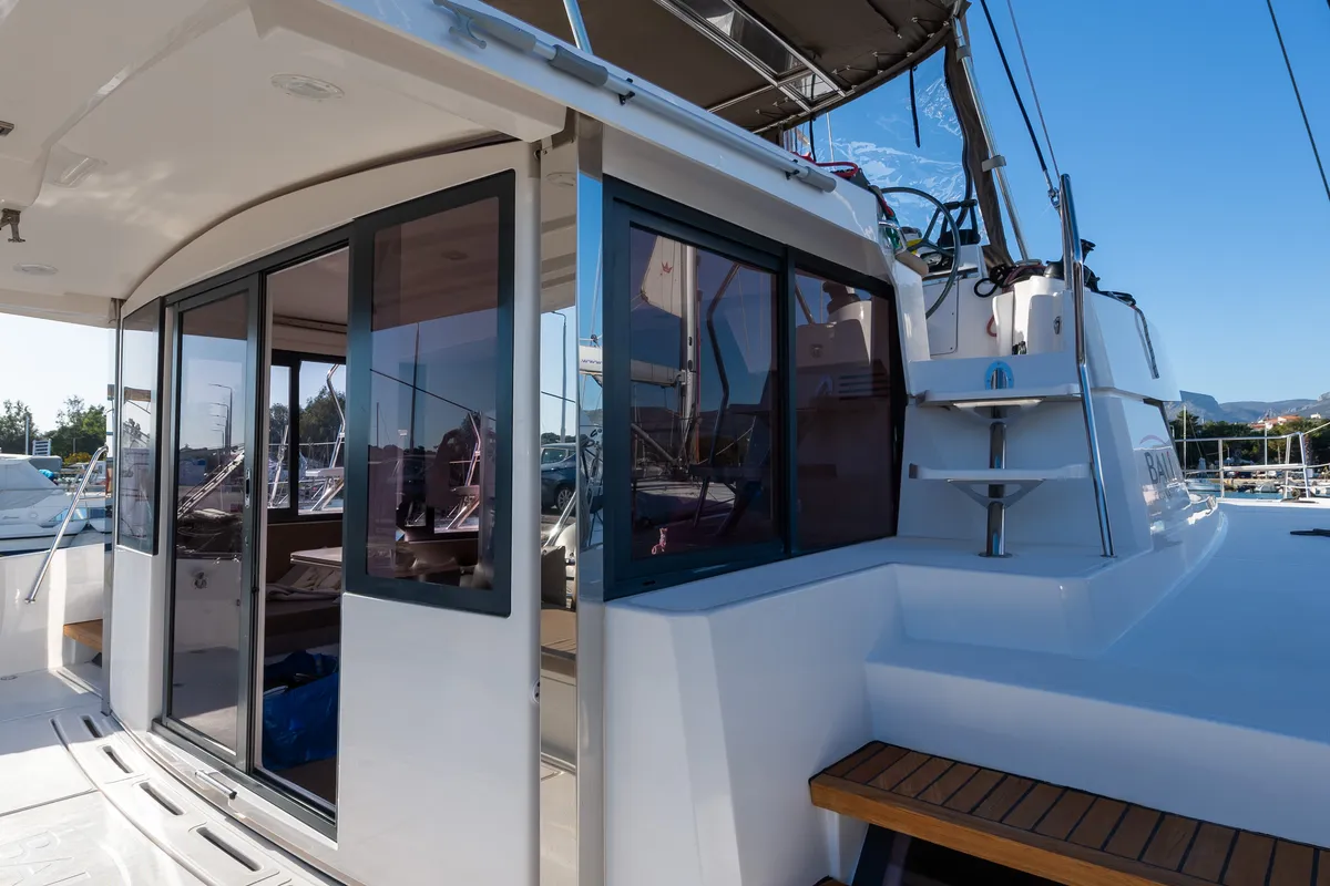 Exterior view of Ramon, a Bali 4.1 catamaran at Municipal Unit of Lefkada, Greece