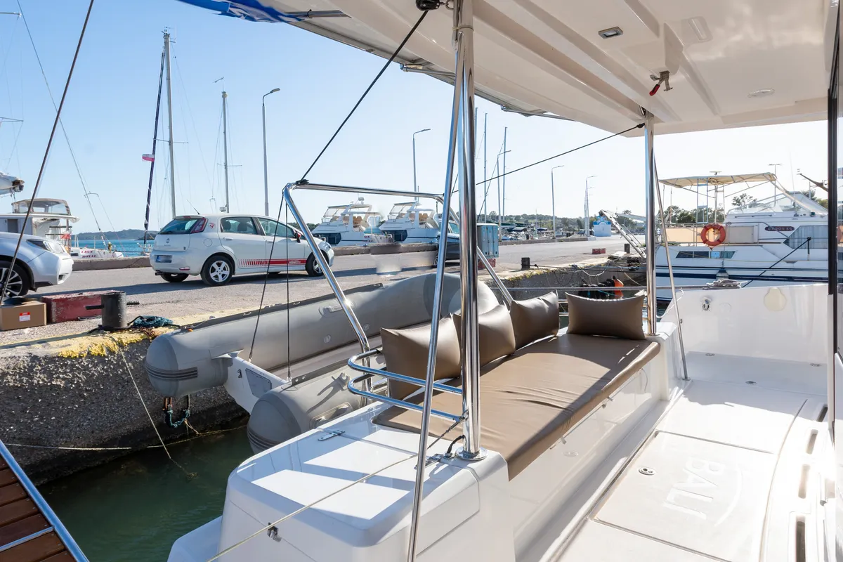 Deck of Ramon, a Bali 4.1 catamaran at Municipal Unit of Lefkada, Greece