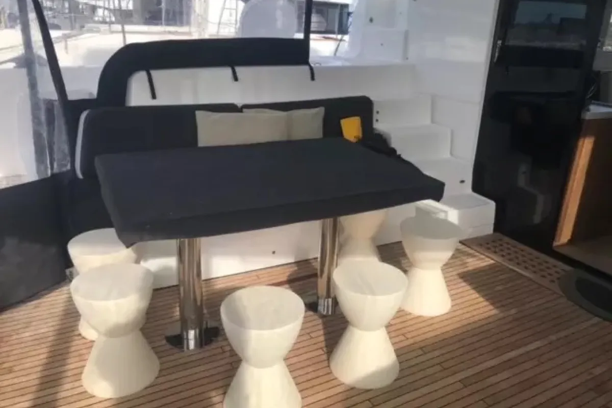 Deck of Baten Kaitos II, a Lagoon 50 catamaran at Salerno, Italy
