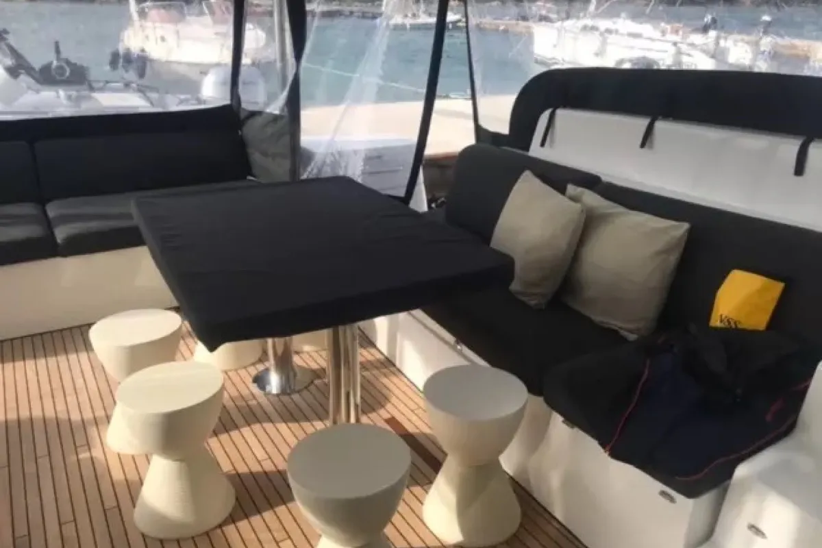 Deck of Baten Kaitos II, a Lagoon 50 catamaran at Salerno, Italy