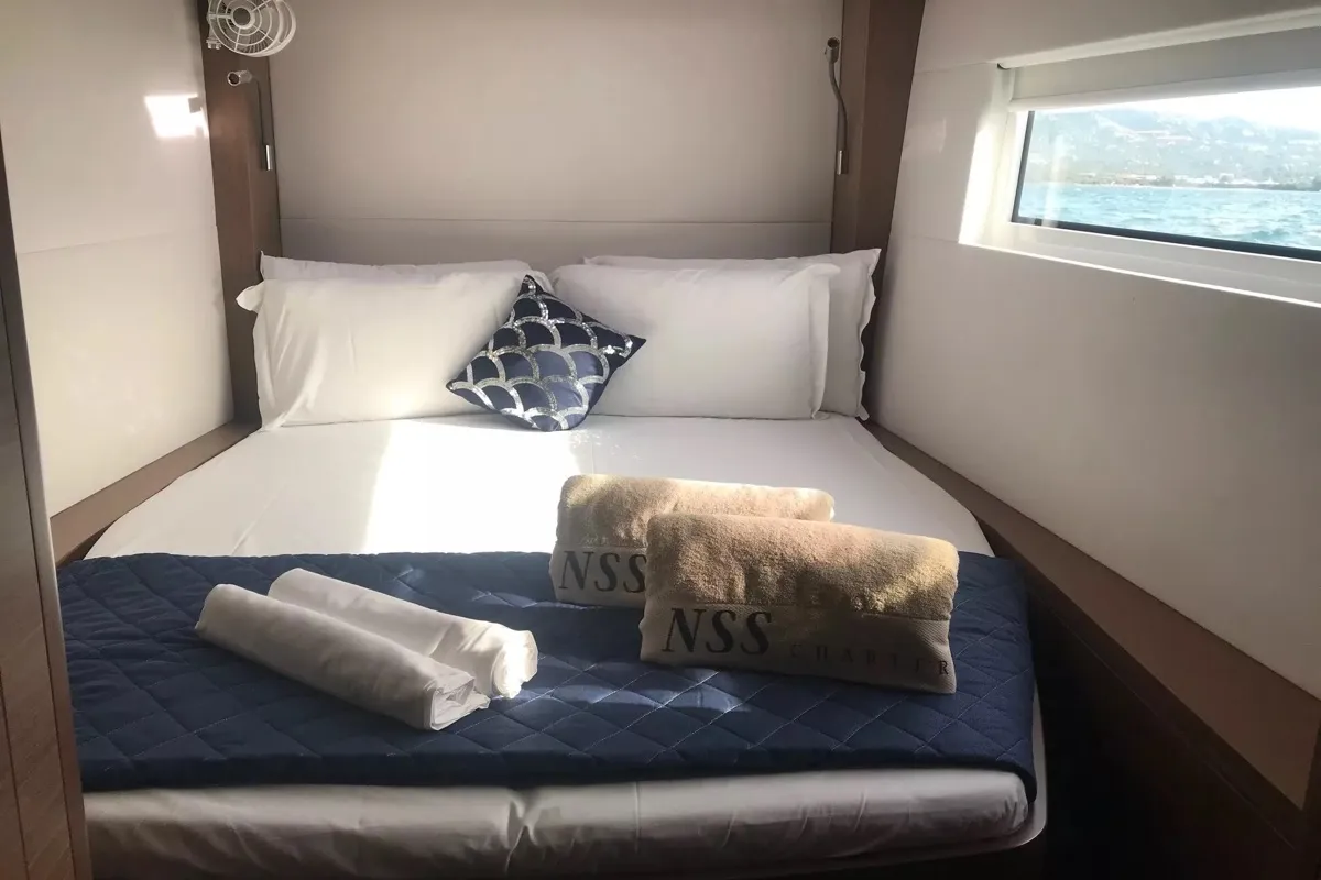 Cabin on Baten Kaitos II, a Lagoon 50 catamaran at Salerno, Italy