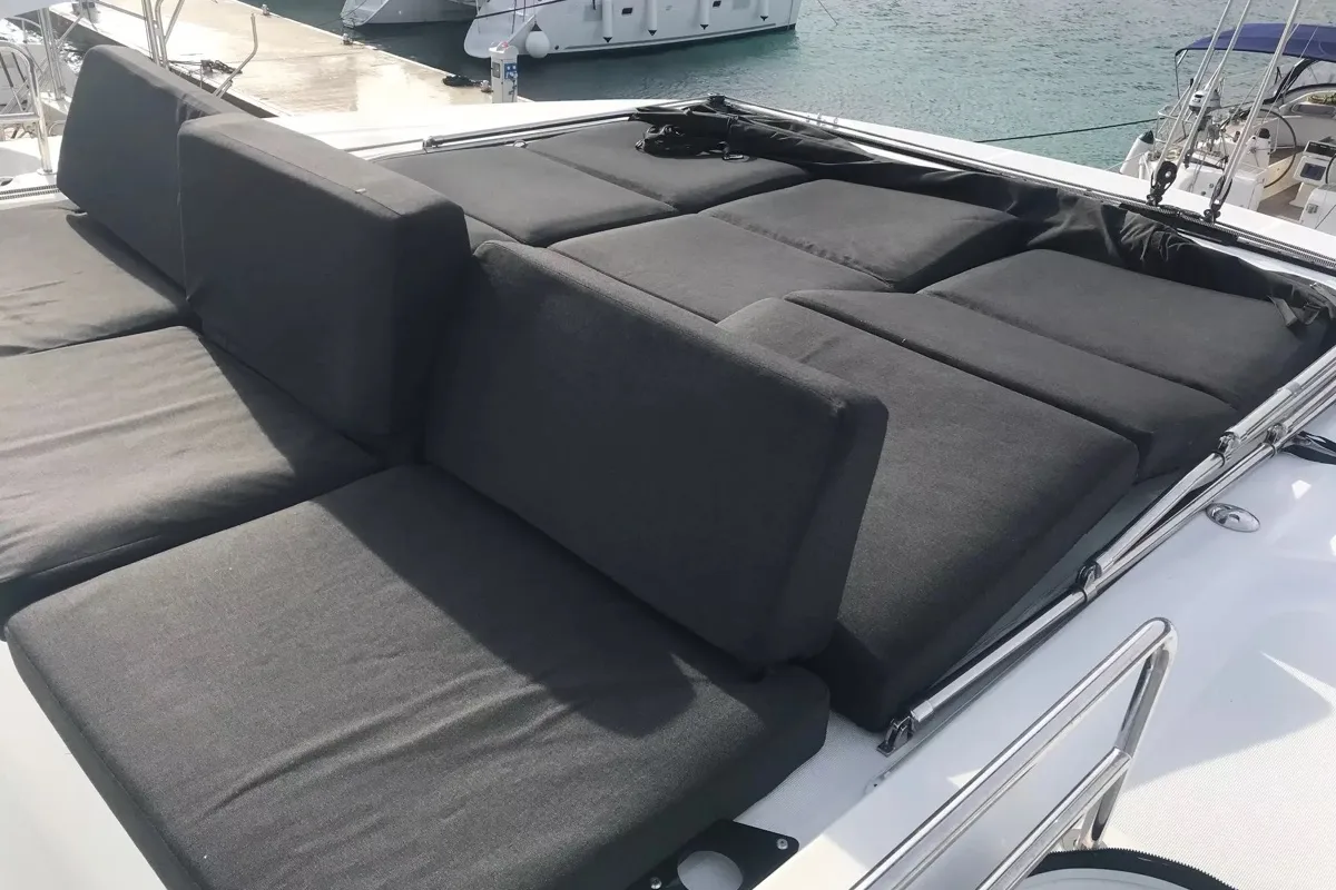 Deck of Baten Kaitos II, a Lagoon 50 catamaran at Salerno, Italy