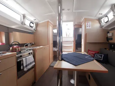 Salon of Missy, a Beneteau Oceanis 38.1 sailboat at Marmaris, Turkey