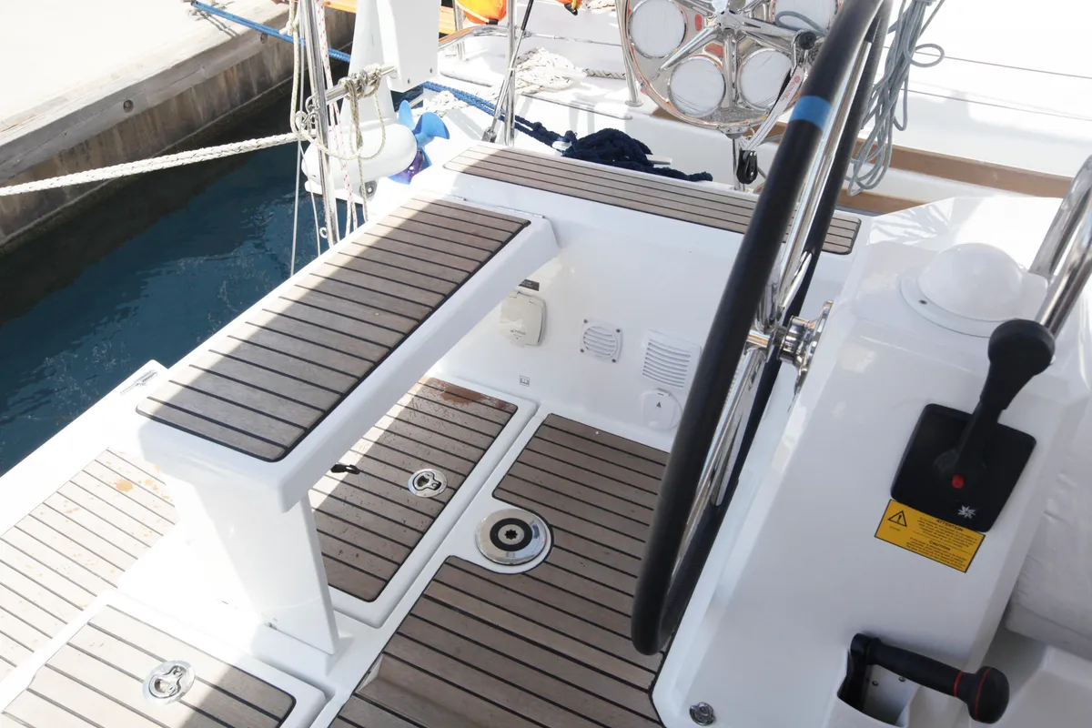 Deck of Missy, a Beneteau Oceanis 38.1 sailboat at Marmaris, Turkey