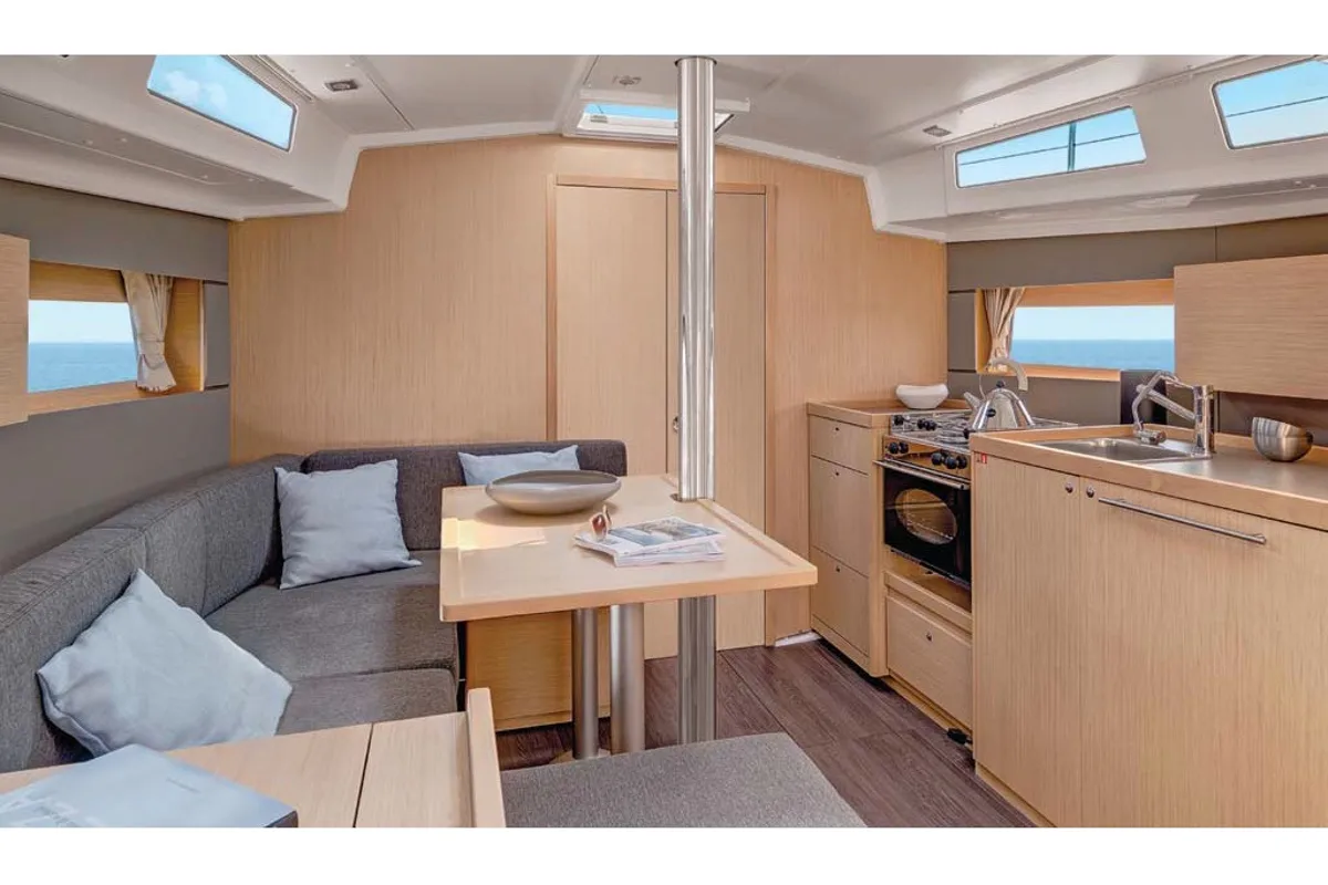 Salon of Missy, a Beneteau Oceanis 38.1 sailboat at Marmaris, Turkey