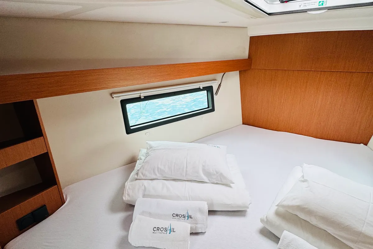 Cabin on Popaj, a Bavaria C38 sailboat at Novi Vinodolski, Croatia