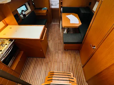 Galley of Popaj, a Bavaria C38 sailboat at Novi Vinodolski, Croatia