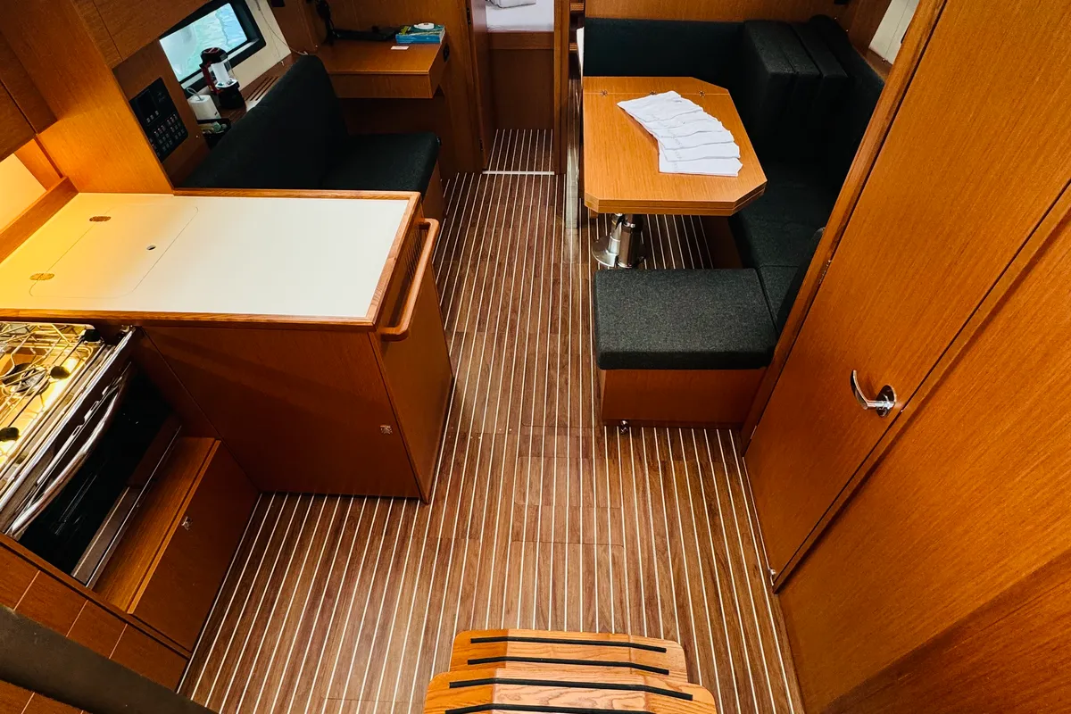 Galley of Popaj, a Bavaria C38 sailboat at Novi Vinodolski, Croatia