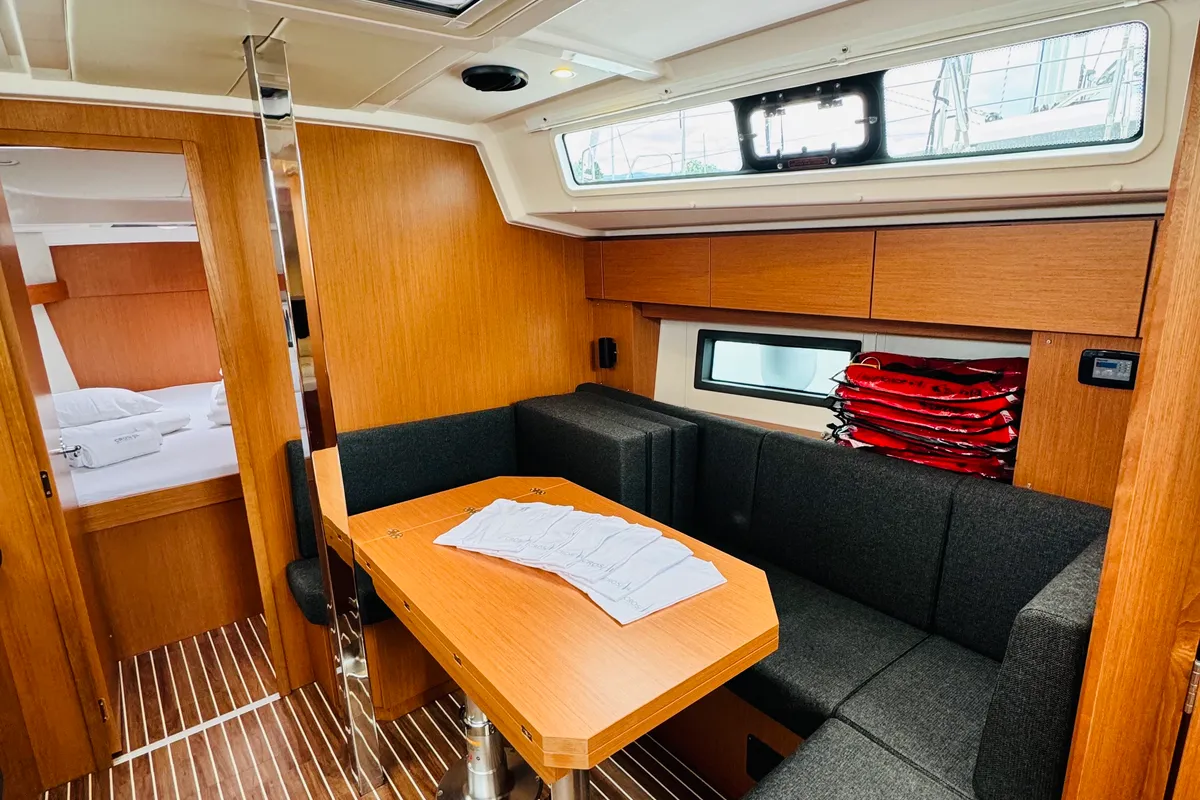 Salon of Popaj, a Bavaria C38 sailboat at Novi Vinodolski, Croatia