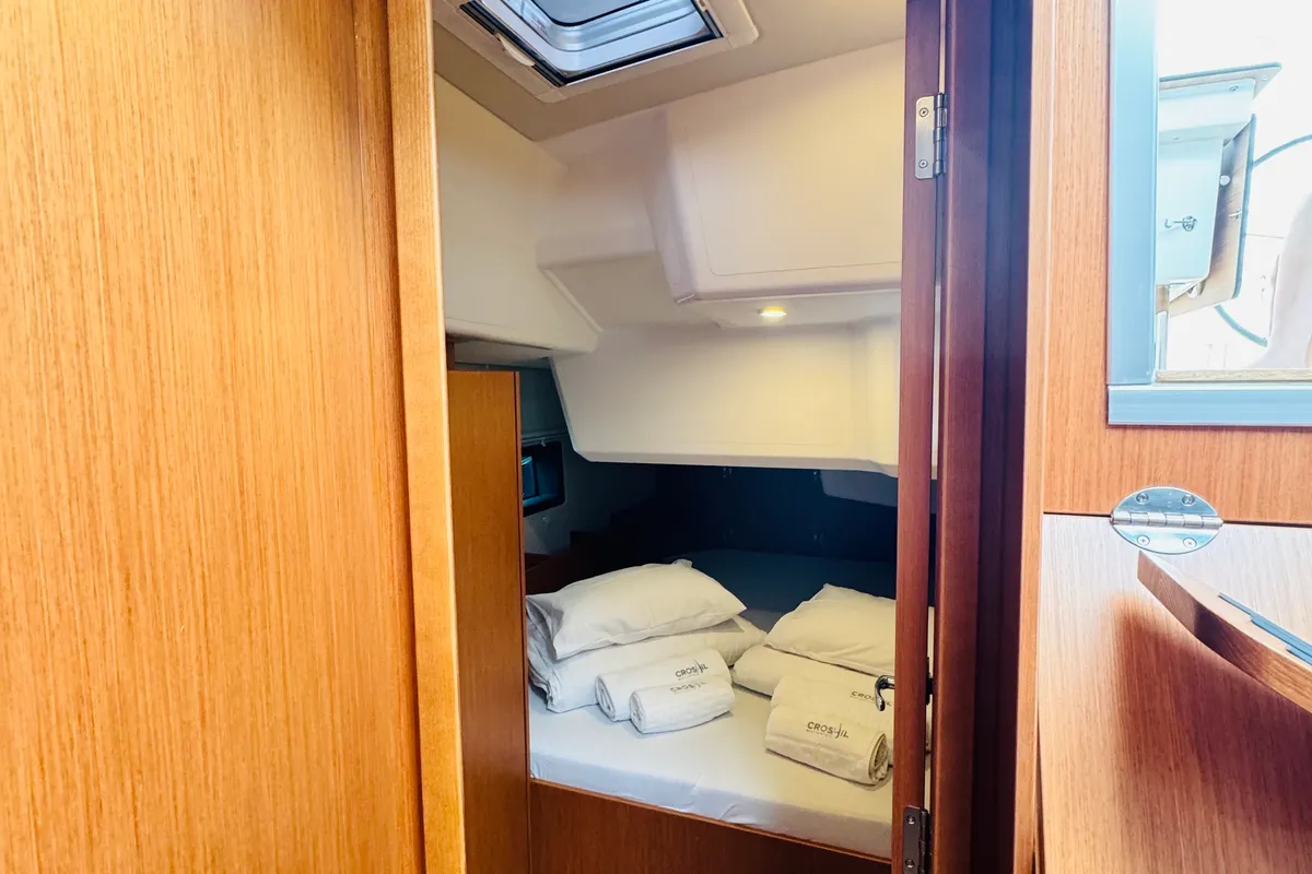 Cabin on Popaj, a Bavaria C38 sailboat at Novi Vinodolski, Croatia