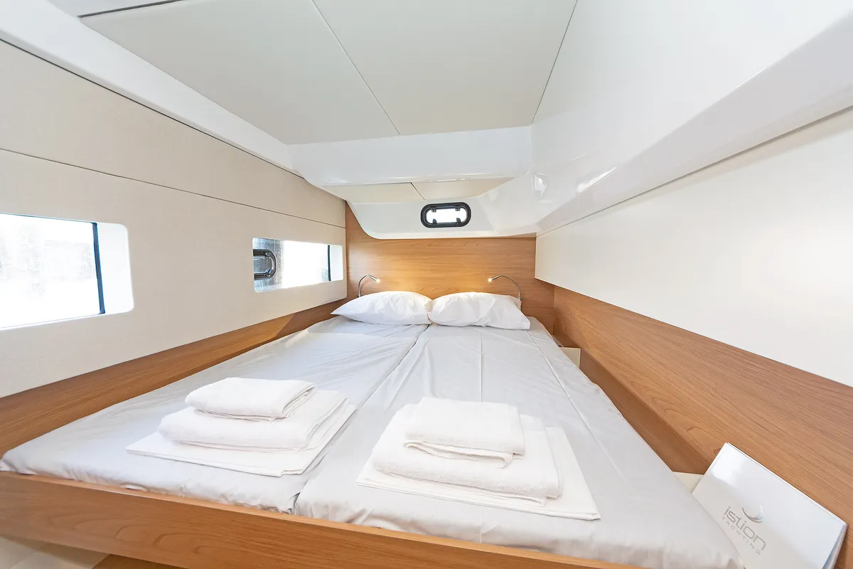 Cabin on One Love, a Bali Catsmart catamaran at Volos, Greece