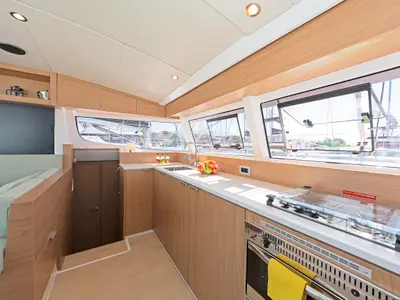 Galley of One Love, a Bali Catsmart catamaran at Volos, Greece