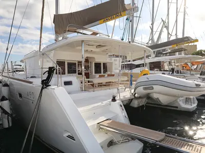 Deck of Simply The Best, a Lagoon 450 catamaran at Grad Trogir, Croatia