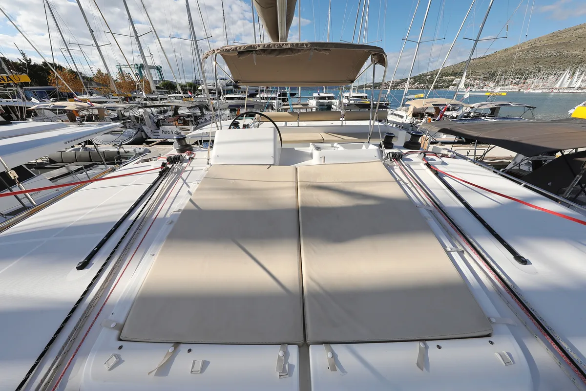 Deck of Simply The Best, a Lagoon 450 catamaran at Grad Trogir, Croatia
