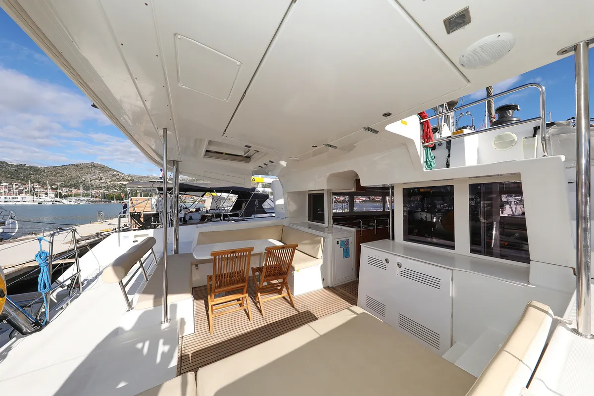 Deck of Simply The Best, a Lagoon 450 catamaran at Grad Trogir, Croatia
