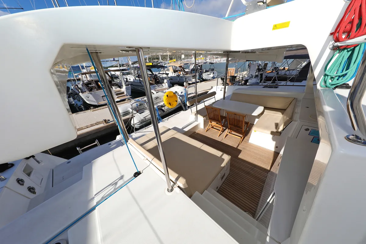 Deck of Simply The Best, a Lagoon 450 catamaran at Grad Trogir, Croatia
