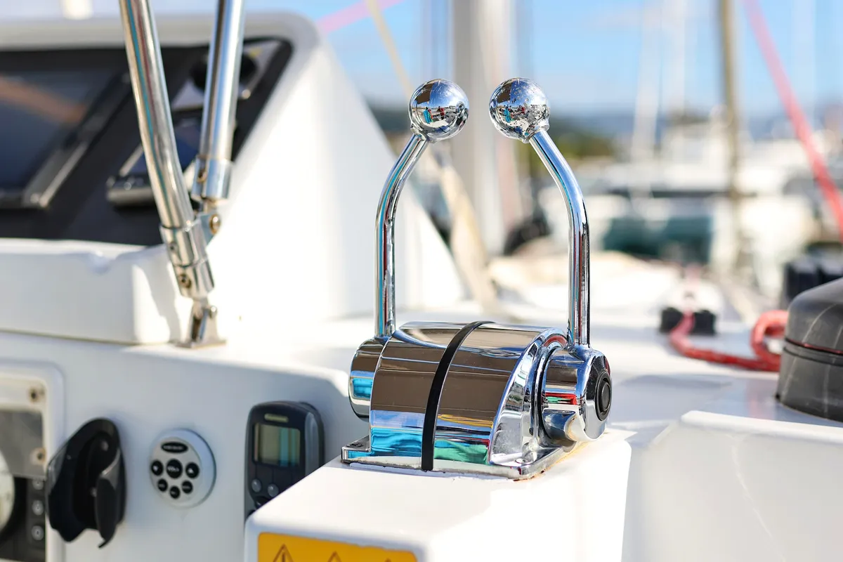 Cockpit of Simply The Best, a Lagoon 450 catamaran at Grad Trogir, Croatia