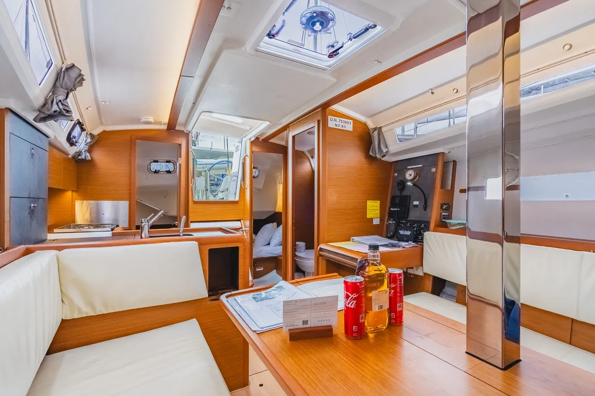 Salon of Minx, a Jeanneau Sun Odyssey 349 sailboat at Road Town, British Virgin Islands