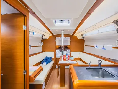 Salon of Minx, a Jeanneau Sun Odyssey 349 sailboat at Road Town, British Virgin Islands