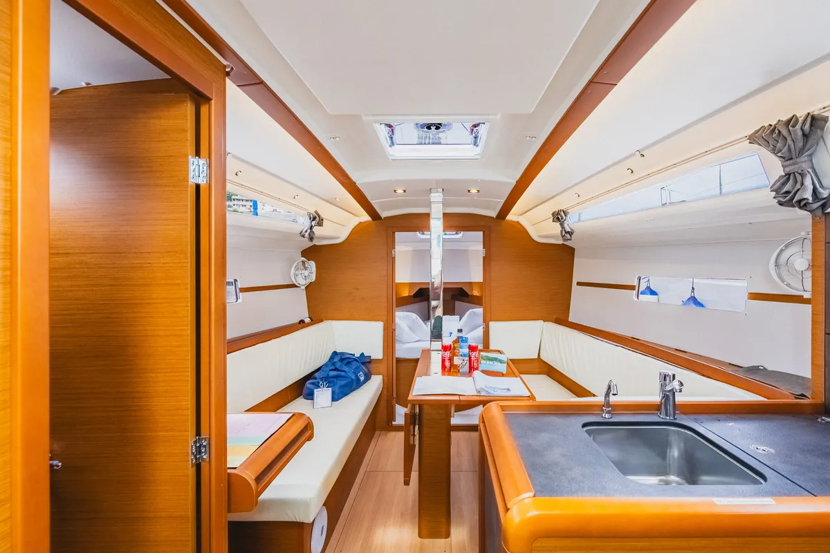 Salon of Minx, a Jeanneau Sun Odyssey 349 sailboat at Road Town, British Virgin Islands
