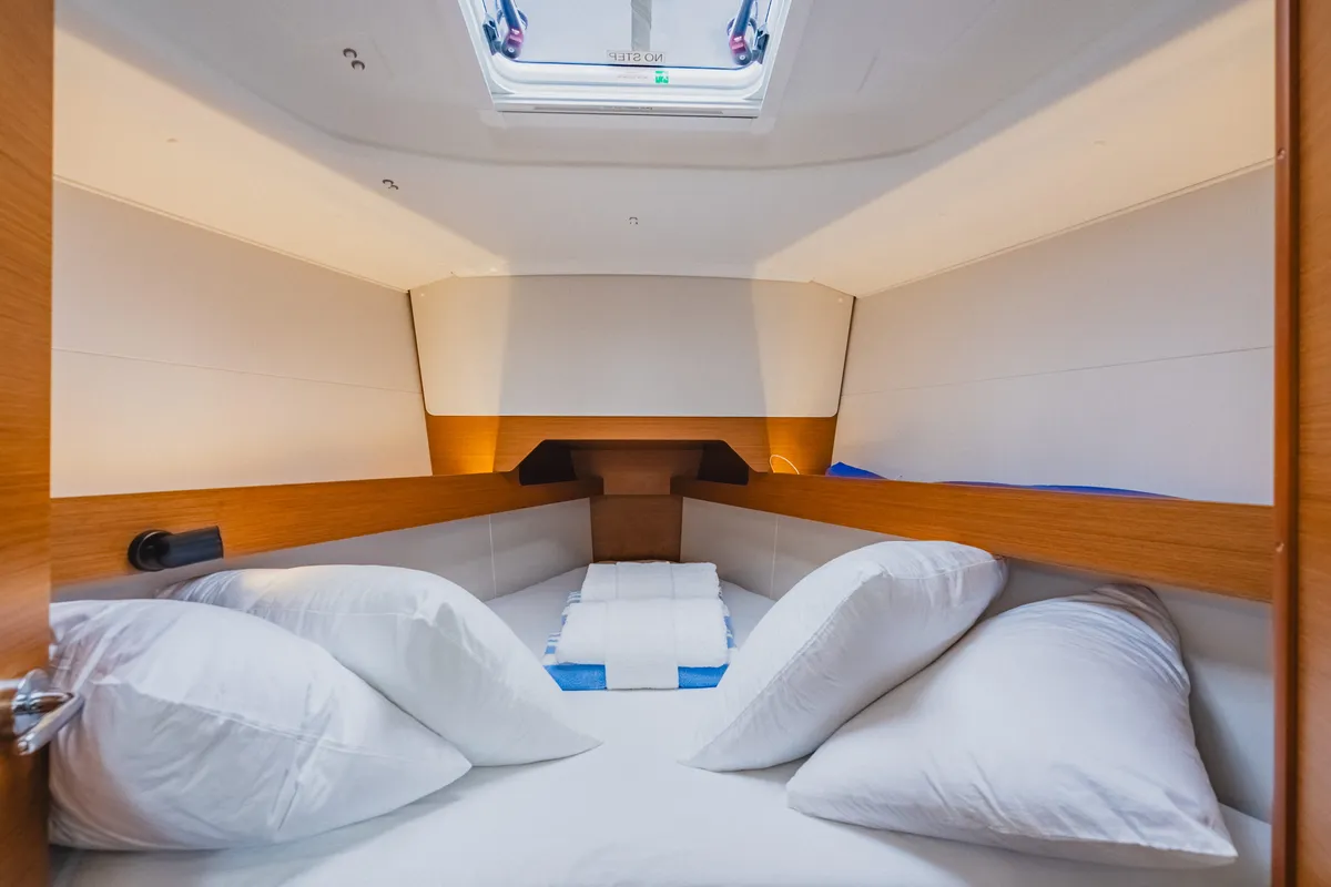 Cabin on Minx, a Jeanneau Sun Odyssey 349 sailboat at Road Town, British Virgin Islands