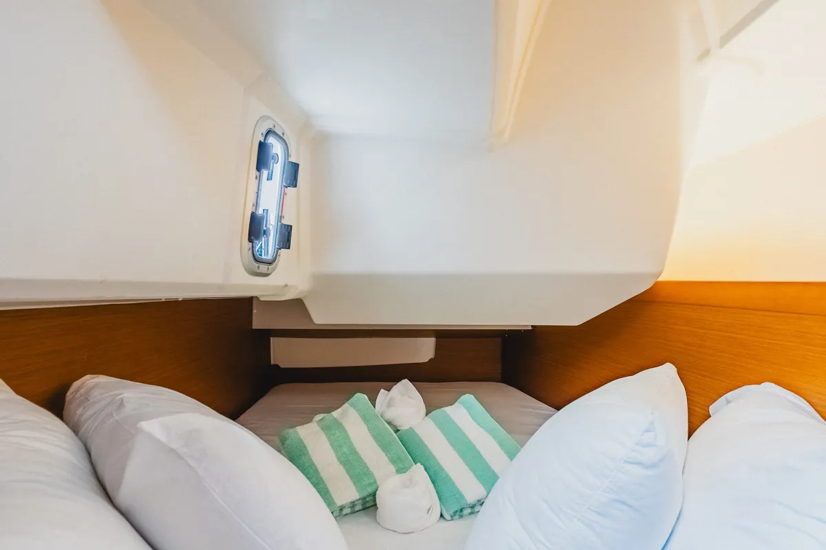 Cabin on Minx, a Jeanneau Sun Odyssey 349 sailboat at Road Town, British Virgin Islands
