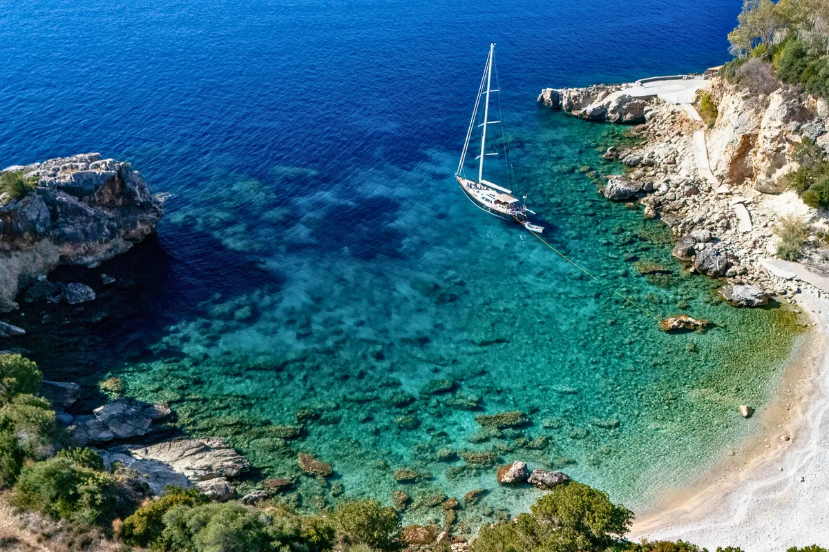 Exterior view of Morning Calm, a Gulet Sail boat sailboat at Municipal Unit of Ellomenos, Greece