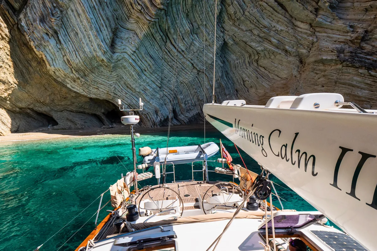 Deck of Morning Calm, a Gulet Sail boat sailboat at Municipal Unit of Ellomenos, Greece
