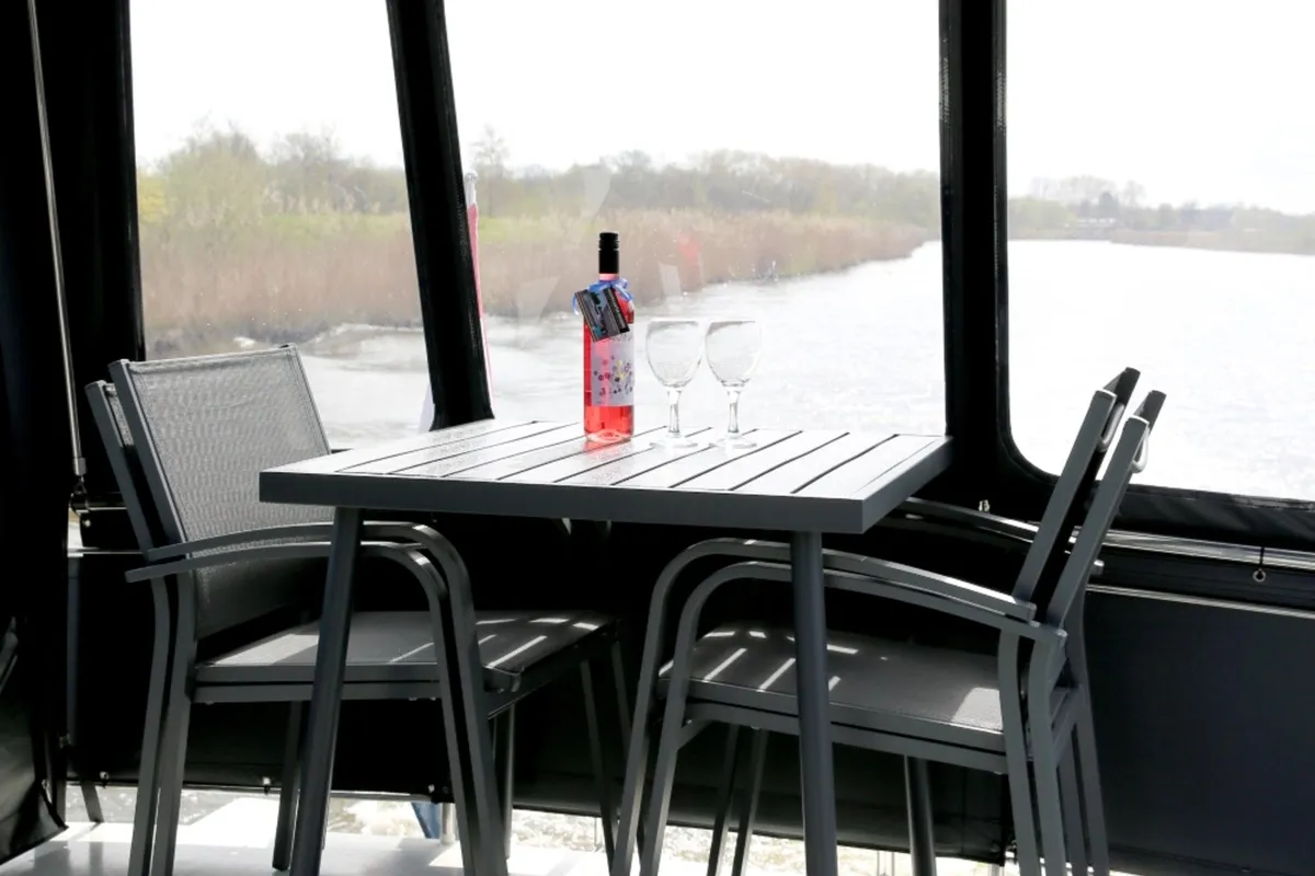 Deck of Antaris, a Vri-Jon Contessa 37 motorboat at Heukelum, Netherlands