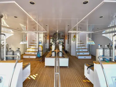 Deck of Comfort Cabin Upper Deck 4, a Gulet Luxury Motor Yacht motorboat at Sharm El Sheikh, Egypt