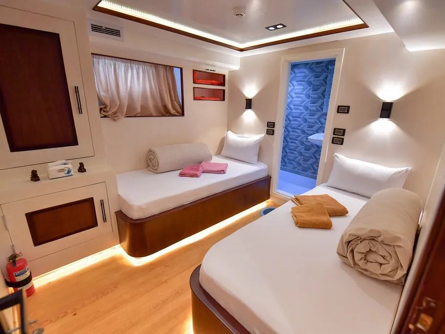 Cabin on Comfort Cabin Upper Deck 4, a Gulet Luxury Motor Yacht motorboat at Sharm El Sheikh, Egypt